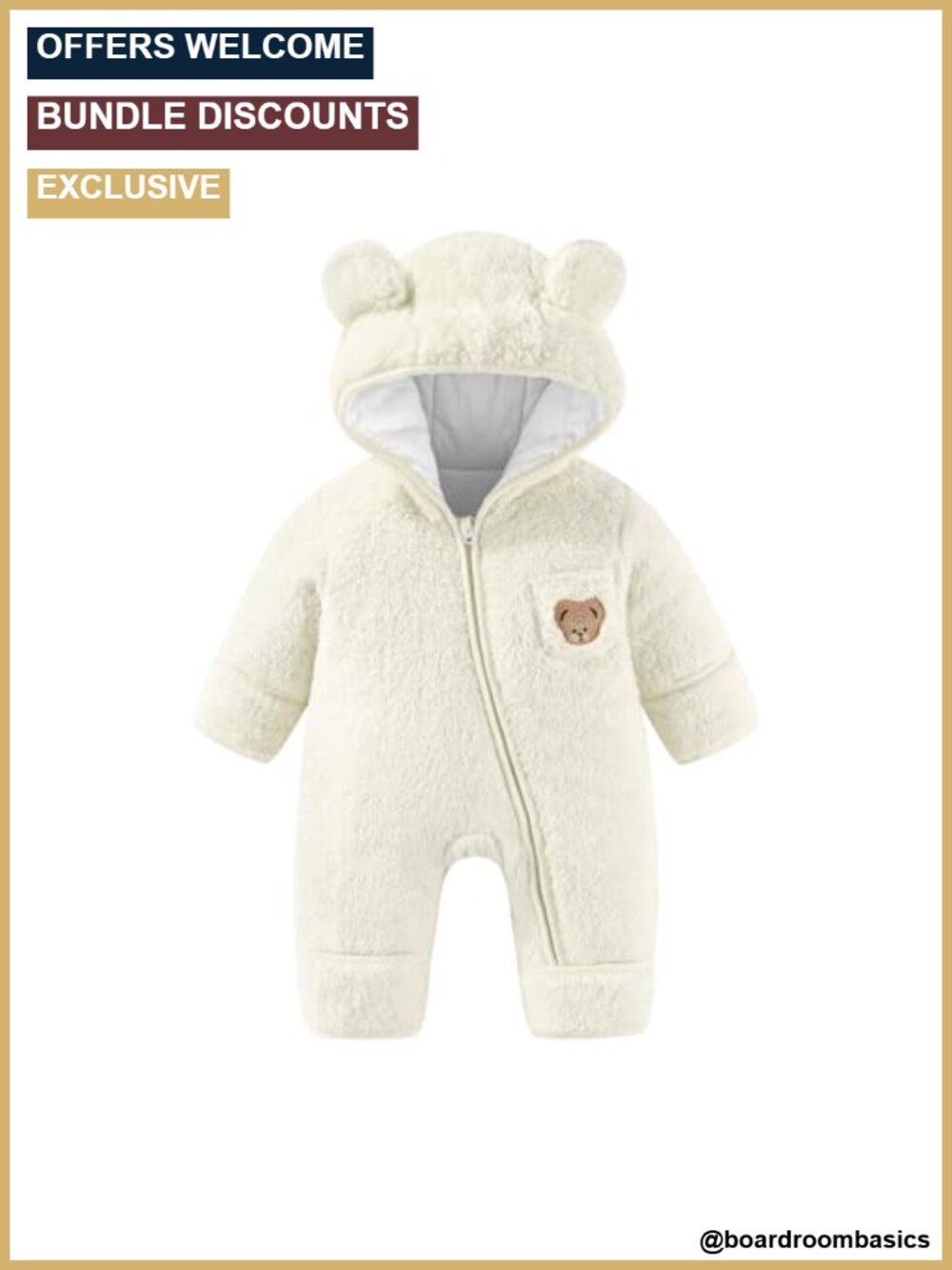 Baby Fleece Bunting Snowsuit Hooded Bear Onesie Winter Romper